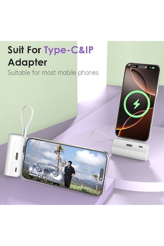 4500 Mah Mini Powerbank Type-c Girişli Taşınabilir Hızlı Şarj Taşınabilir Şarj Cihazı-1561 Siyah