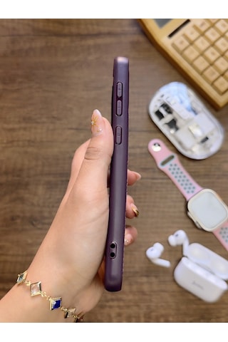 Samsung Galaxy A20 / A30 Uyumlu Premium Deri Dokulu Darbelere Karşı Dayanıklı Nazal Silikon Kılıf Mor