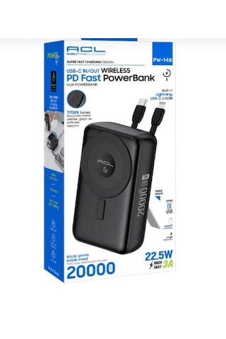 Acl Pw-148 2000 Mah 15w Magsafeli Hızlı Şarjlı Standlı Powerbank siyah