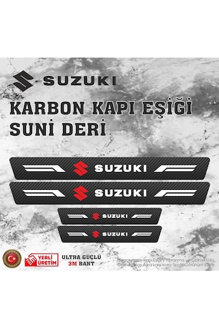 Suzuki Uyumlu Deri Karbon Kapı Eşiği Koruyucu Bant 4 Adet