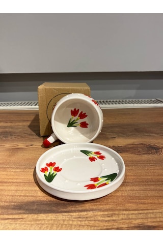 K.çiçek Desenli Tab Seramik Kupa, Mug, Filtre,türk Kahvesi