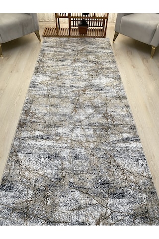 Premium Gri Kahve Kaymaz Tabanlı Kesme Yolluk Koridor Mutfak Salon Halısı Yüksek Kalite