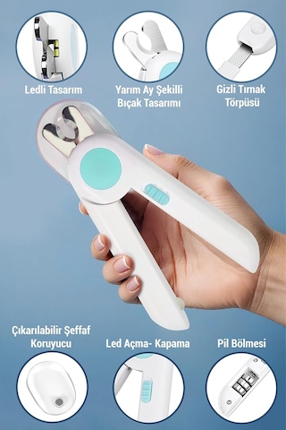 Işıklı Kedi Köpek Tırnak Makası Pet Evcil Hayvanları Için Korumalı Led'li Törpülü Tırnak Makası