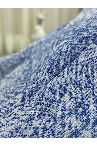 Özlü Home Lüks Pamuklu Koltuk Çekyat Örtüsü 170x220 Çift Taraflı Terletmez Kaymaz Toplanmaz Saks Mavi