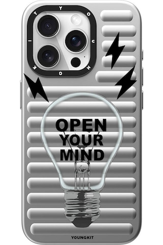 Apple Uyumlu iPhone 14 Pro Kılıf Max Magsafe Şarj Özellikli Youngkit Open Mind Serisi Kapak Gümüş