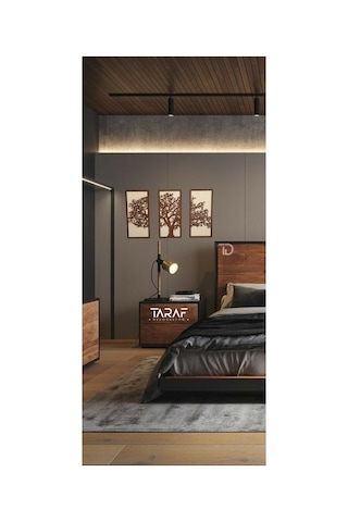 3 Parça Ağaç Tablo Lazer Kesim Dekoratif Tablo 42x62 Krem Ceviz