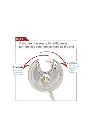 Folinda Stainless Steel Disk Kilitleri - 4 Adet, 70mm X 20mm, Çelik Korumalı Kanca, İç/önarıcı Kullanım, 8 Anahtar