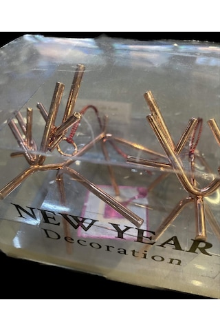 New Year Decoration Yılbaşı Ağacı Geyik Süs İp Askılı Altın Renk