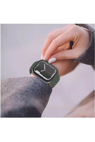 Wozlo Apple Uyumlu Watch 1, 2, 3, 4, 5, 6, 7, 8, Se Silikon Kordon Kayış - M-l Beden 42/44/45mm - Haki