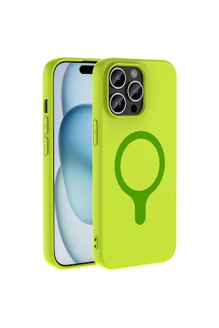 Maks Technology iPhone Uyumlu 14 Pro Max Kılıf M-safe Şarj Özellikli Mkst Aris Silikon Kapak - Yeşil