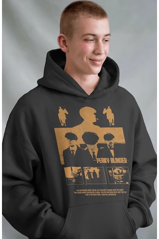Sevbano Efsane Dizi Peaky Blinders Tommy Shelby Ön Baskılı Unisex Oversiz Siyah
