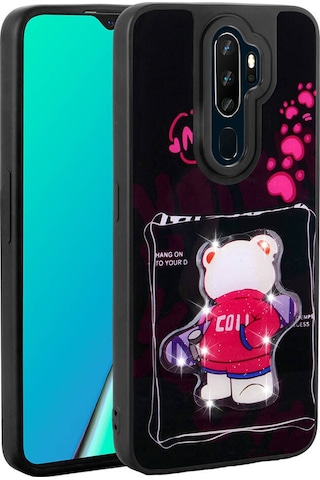 Mobilteam A5 2020 Kılıf Parlayan Kabartmalı İkonik Figürlü Amas Silikon Kapak - Mor Mor