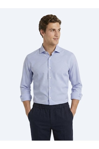Kip Mavi Mikro Regular Fit Uzun Dokuma Casual %100 Pamuk Gömlek
