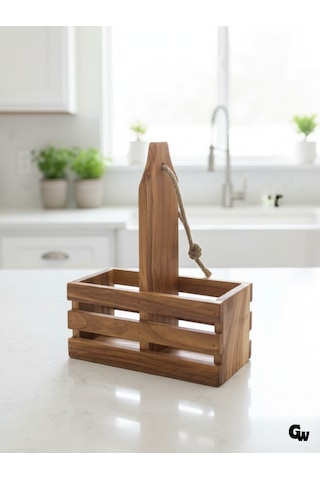 Ahşap Doğal 2li Yağdanlık Ve Sosluk Altı Kiraz 1 Adet Ahşap