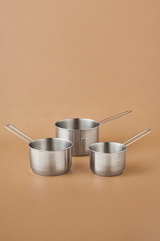 Emsan Fiorino İndüksiyon Tabanlı Çelik 3 Parça Mini Sütlük/sosluk Set Gümüş