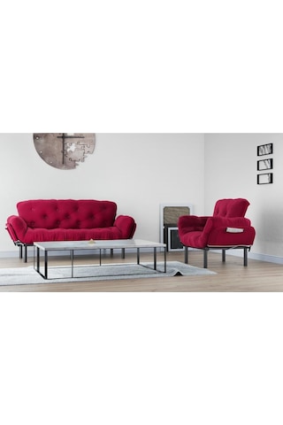 Pafu Nitta Koltuk Takımı 3+1 Bordo