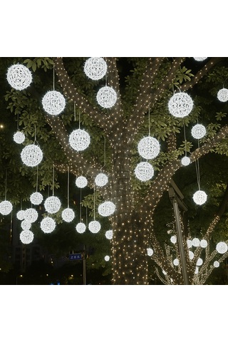 Sekizgen Led 25 Cm Sarkit Yilbaşi Küre Top Dekorati F Aydinlatma Diş Ve I Ç Mekan Uyumlu Beyaz