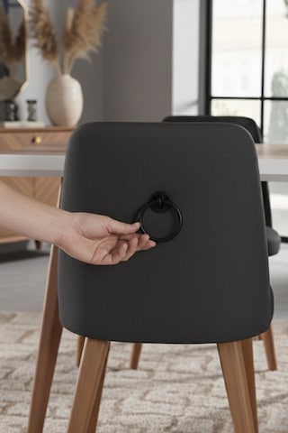 Halka Sarkaç Kulp - Mat Siyah Sandalye Arkası Mobilya Kulbu - Üstten Vidalı - 60 Mm Çap Mat Siyah