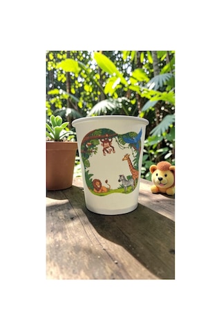 Hayvan-orman-amazon-zoo Doğumgünü Parti Temalı Tek Kullanımlık 7 Oz 100 Adet Karton Bardak 1