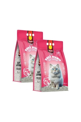 Happy Topaklanan Bentonit Bebek Pudralı Kedi Kumu 2 x 5 L