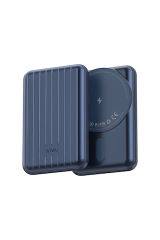 Wiwu PP02 15W 5000mAh Taşınabilir Wireless Şarj ve PD Hızlı Şarj Özellikli Powerbank Mavi