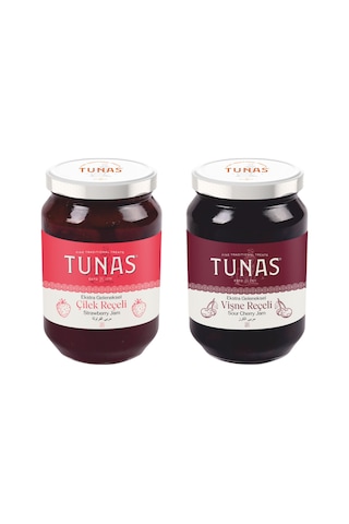 Tunas Reçel 1000 Gr Cam Vişne Ve Çilek 2 Li Set
