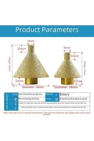 Tongxida M10 Bağlantılı 38mm Elmas Delme Ucu Mermer, Kireçtaşı, Mosaik İçin Hassas Delme Aleti Dayanıklı Taşçı Delici Köşe