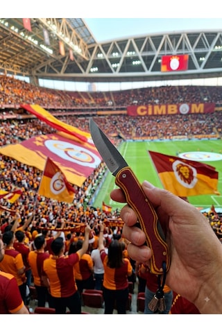 El Yapımı Premium Sarı Kırmızı Taraftar Çakısı N690 Böhler Çelik Sarı - Kırmızı