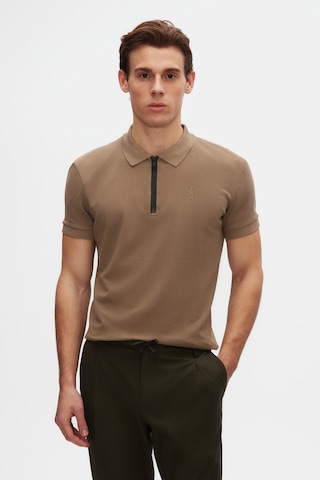 Twn Slim Fit Vizon Pike Dokulu Yarım Fermuarlı Polo Yaka T-shirt 4ec14ortfrplo Vizon