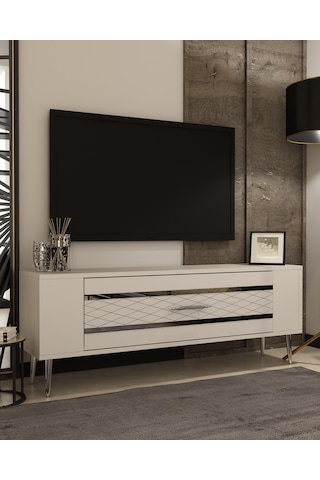 Retrolp2ct Tv Sehpası Beyaz-gümüş