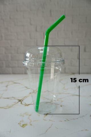 Plastik Bardak Milkshake Bardağı Kapak Pipet 14 Oz 400 Cc - 100 Adet