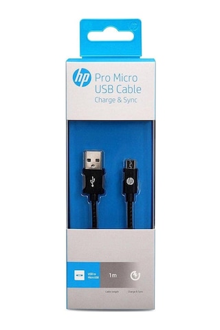 Hp Pro Örgülü Micro Usb Data Ve Şarj Kablosu Siyah 1 Metre