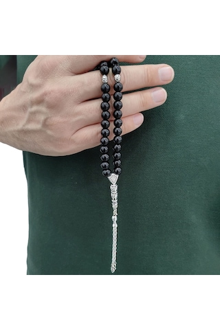 Chavin Oniks Taşlı Gümüş Kaplama Tesbih Cs96