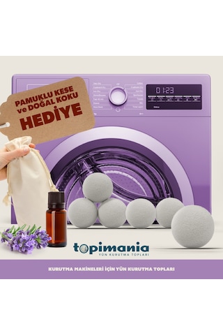 Topimania Doğal Yerli Üretim Yün Kurutma Topu 6 Adet Kurutma Topu