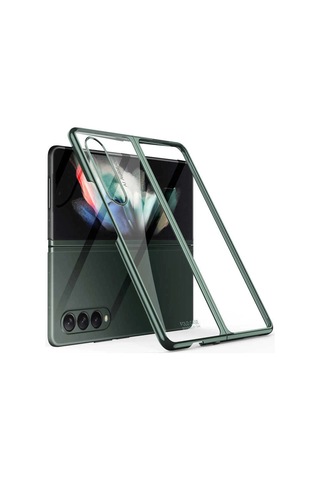 Galaxy Uyumlu Z Fold 3 Kılıf Zore Kıpta Kapak Koyu Yeşil