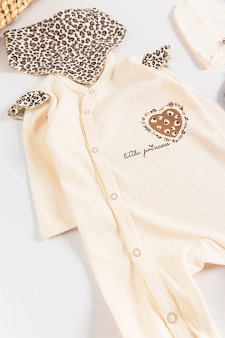 Leopar Desenli 2'Li Uzun Kollu Kız Bebek Tulum Takım 001