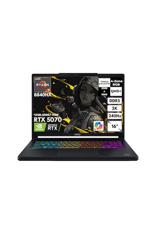 MSI Crosshaır A16 HX E8WGXK-058XTRYHMF49 R7-8840HX 48 GB 1 TB SSD 12 GB RTX5070 16" QHD W10P Dizüstü Bilgisayar