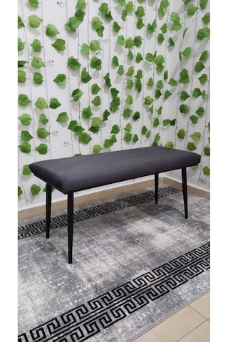 Özcan Metal Siyah Metal Ayaklı Metal Kasalı Bench Mutfak Salon Antre Yatak Odası Balkon Puf Bank Antrasit