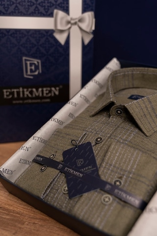 Haki Tek Cepli Oduncu Slimfit Hediye Kutulu Gömlek Haki