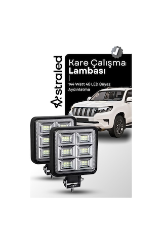 2 Adet 192w 12-24 Volt Kare Spot Far Oto Çalışma Lambası Atv Kamyon Tır Traktör Offroad