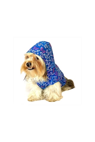 Kemique Kelebek Desenli Kapüşonlu Köpek Yağmurluğu