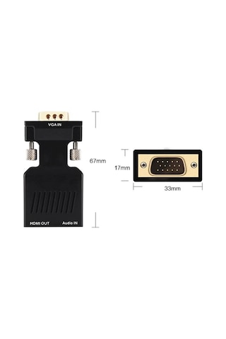 Vga To Hdmi Çevirici Dönüştürücü Laptop Tv Monitör Adaptör