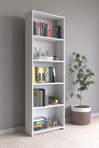 Classy 105nisa 5 Raflı Arkalıklı Kitaplık Çok Amaçlı Dolap Beyaz
