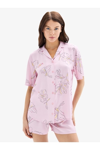 Kadın Pijama Üstü 52022 - Desenli Çok Renkli