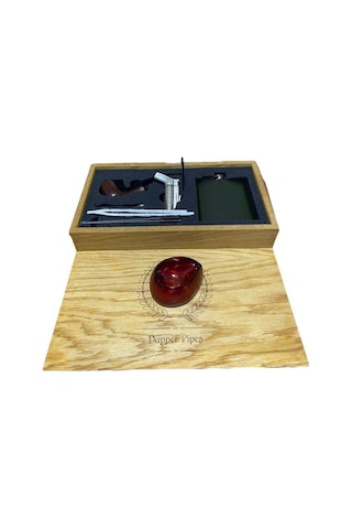 Dapper Gül Ağacı 7 Oz Çelik Mataralı Pipo Seti 605954x509162