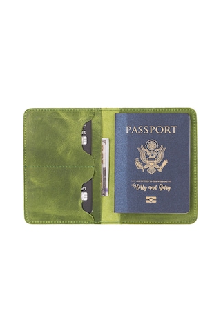 Bloominbag Viaggio Voyager Olive Chic Deri Pasaport Ve Kart Kılıfı Yeşil