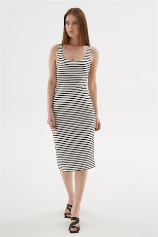 Fashion Friends Kare Yaka Kadın Midi Elbise 25y0299k1 Ekru