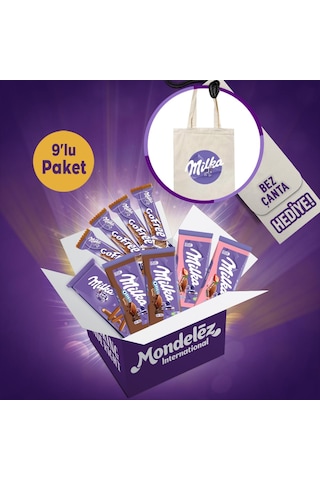Milkaseverler Çikolata Paketi Milka Bez Çanta Hediyeli
