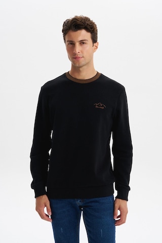 AR-MA Arma Erkek Regular Fit Örme Selanik Sweatshirt %65 Pamuk %35 Polyester, Karbon Fırçalı, Basic Bisiklet Yaka K30124698902 Siyah