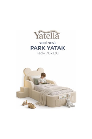 Yatella Luxury Tedyy Baza ve Başlıklı Montessori Full Sünger Yatak Seti 70 x 130 Bej